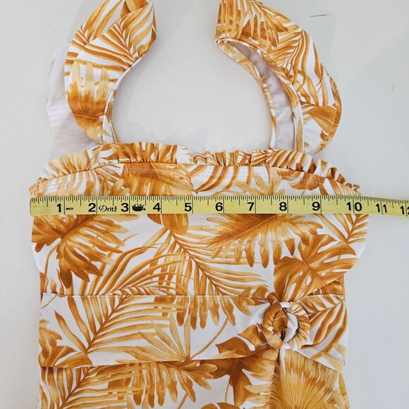 Janie and Jack Yellow One Piece Swimsuit Tropical Palm Bathing Suit | Girl's 6 - Picture 7 of 16